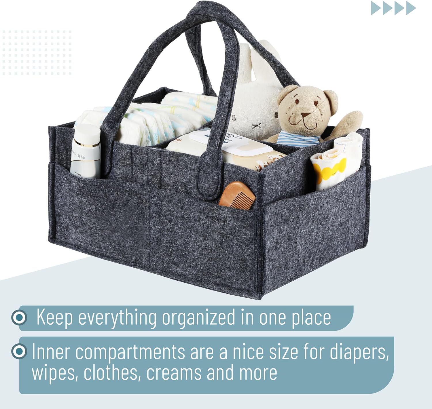 Mr Pen Baby Diaper Caddy Organizer - Charcoal Gray