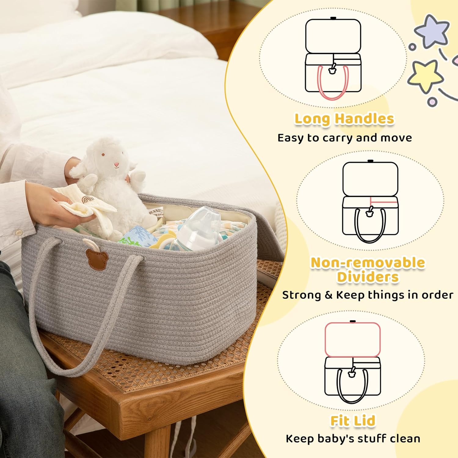 OIAHOMY Diaper Caddy Organizer for Baby - Grey