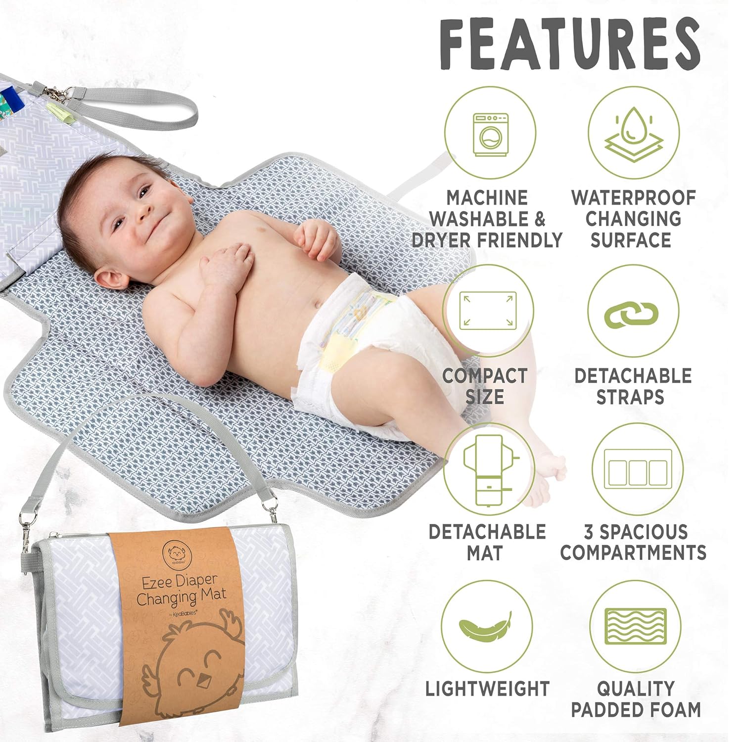 KeaBabies Large Portable Diaper Caddy Organizer