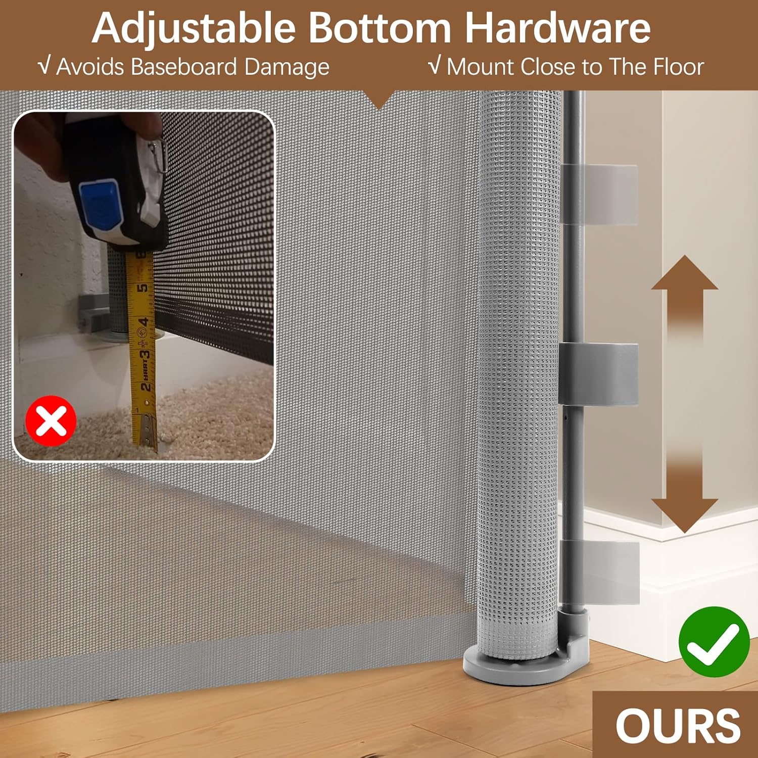 60 Inch Extra Tall Retractable Cat Gate - Gray