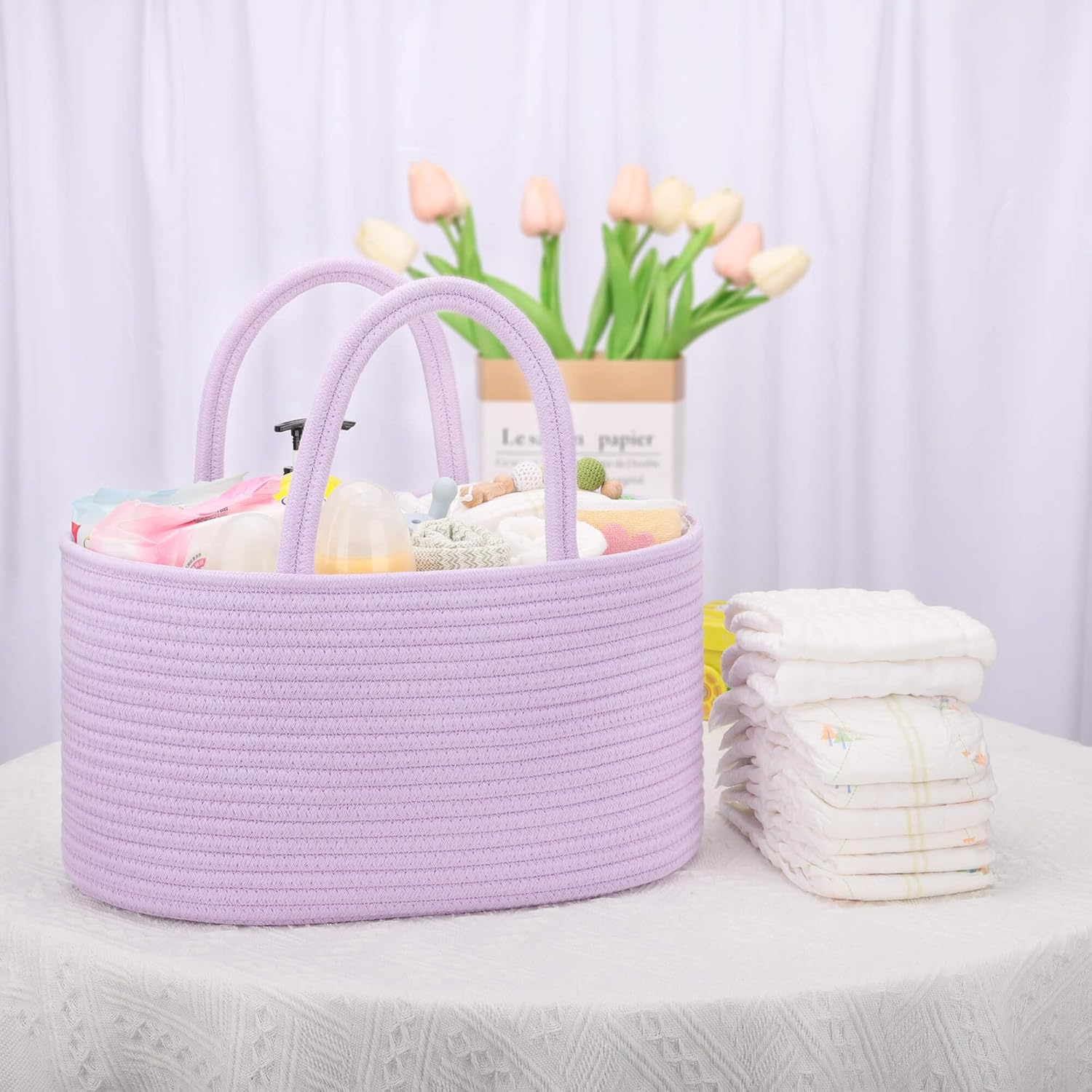 COMSE 2 Pack Large Baby Diaper Caddy Organizer