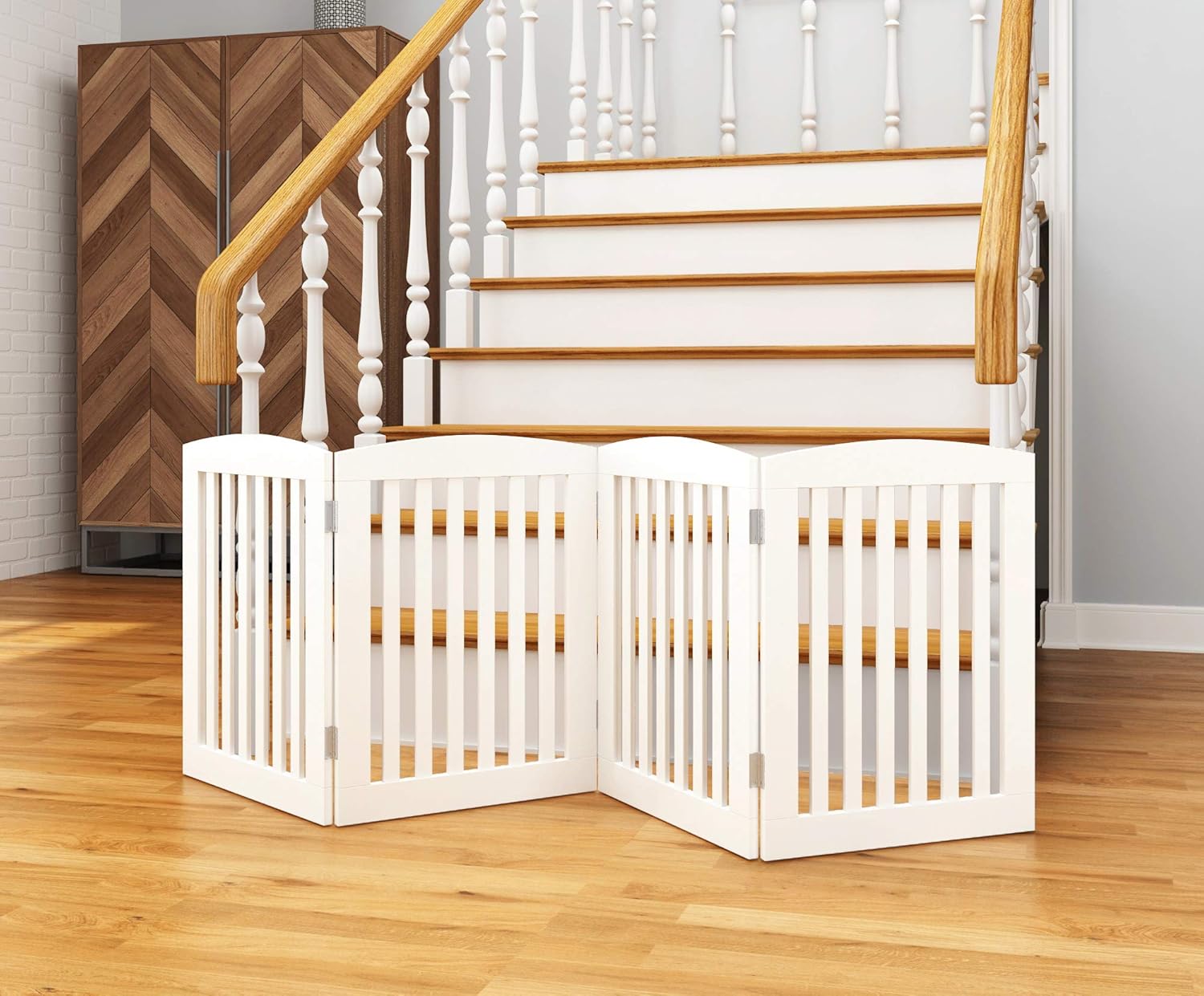 PAWLAND Wooden Freestanding Pet Gate 24 Height 4 Panels