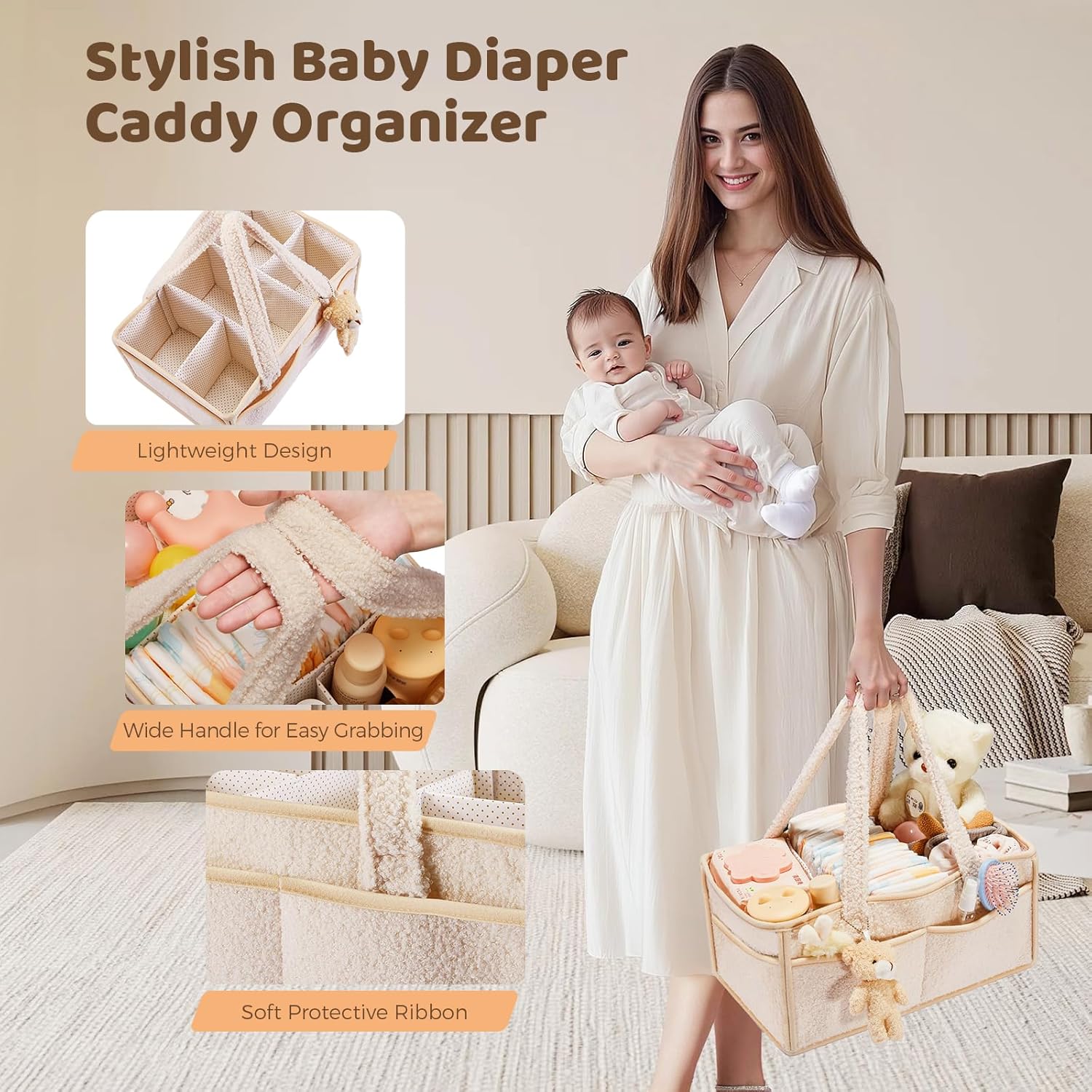 FIDOSTRIBE Baby Diaper Caddy with Handle and 11 Compartments 1
