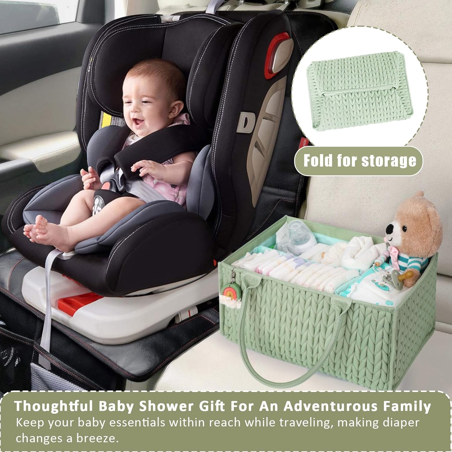 MOMINSIDE Baby Diaper Caddy Organizer Portable Space-Saving