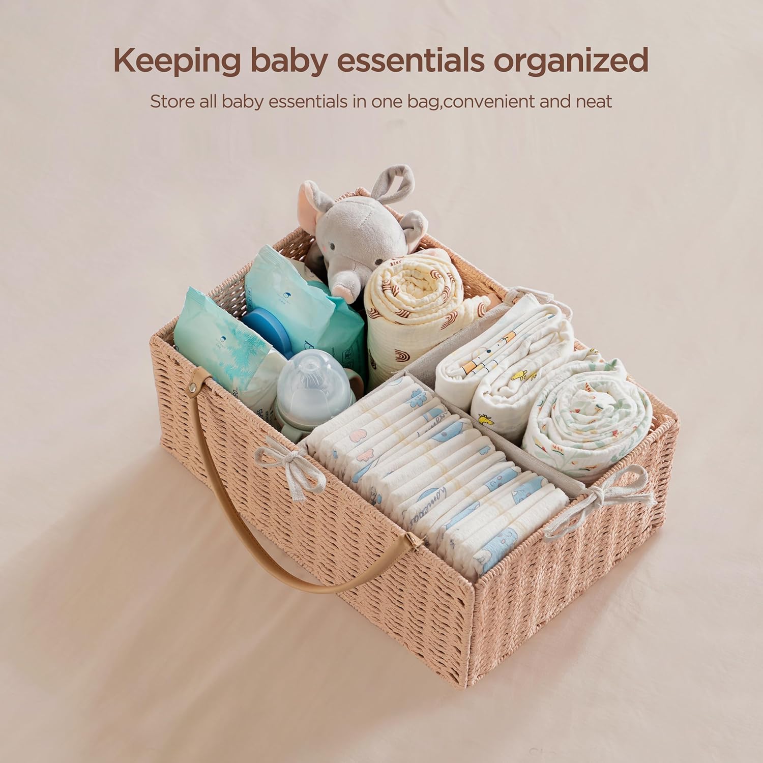 HBlife Baby Diaper Caddy Organizer with Removable Divider