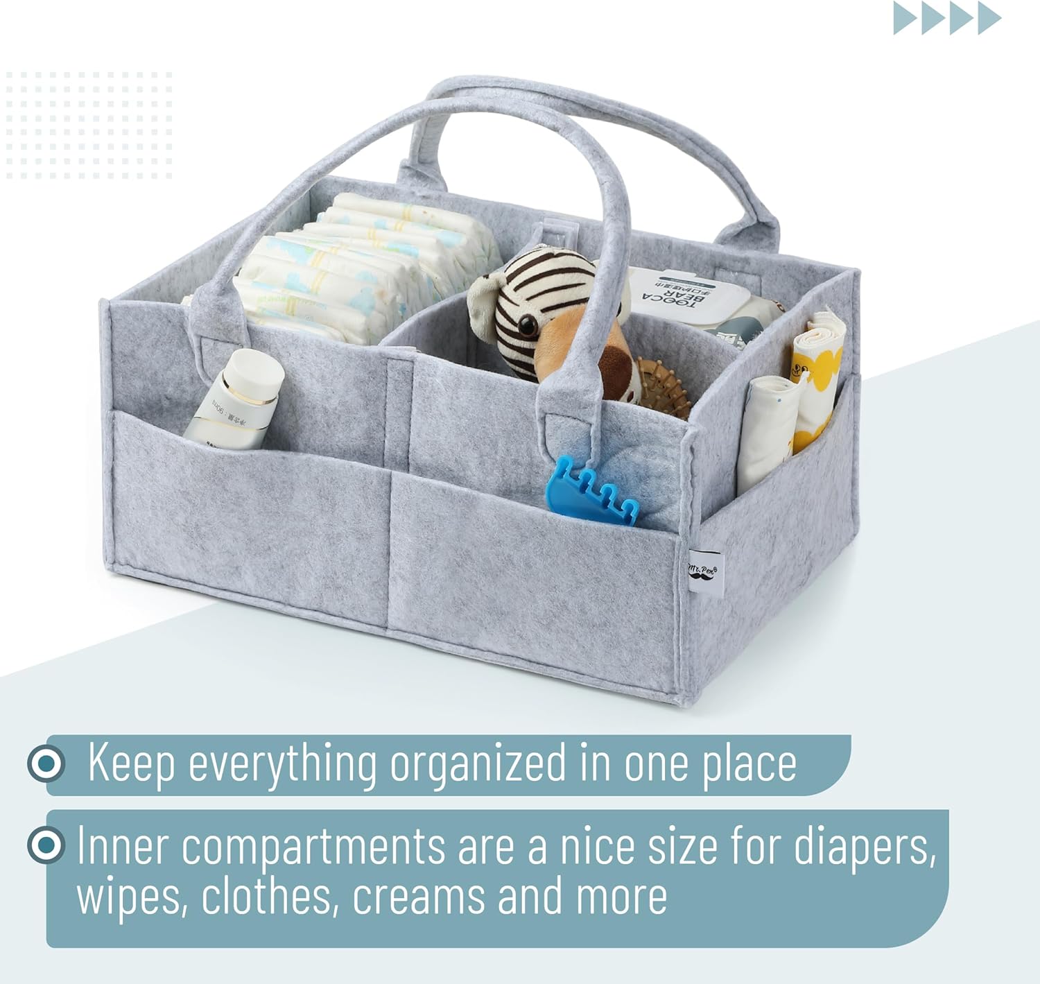 Mr Pen Baby Diaper Caddy Organizer Large Grey