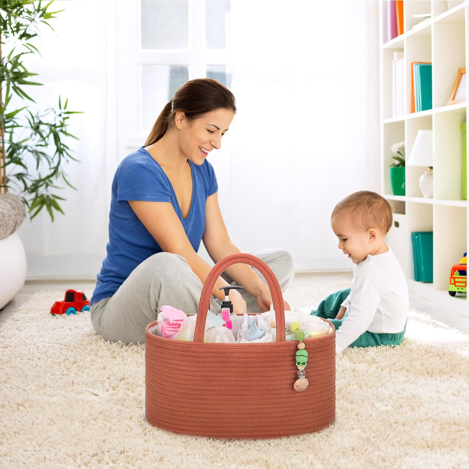 COMSE Baby Diaper Caddy Organizer 142x87x71 Inches Portable Tote with Divider