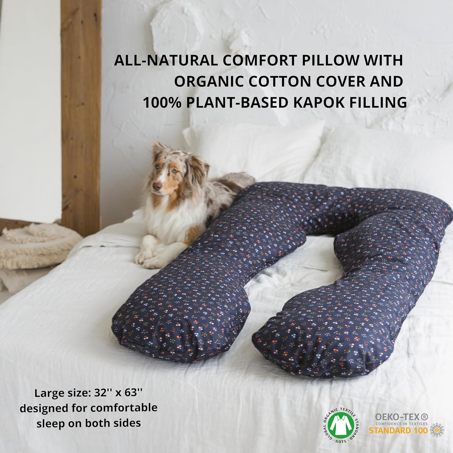Comfort Pillow for Men Women Pregnancy U-Shape with Kapok Filling