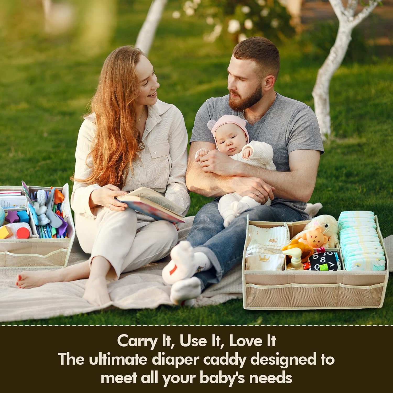 BOPHILI Diaper Caddy Organizer 2 Pack - Brown