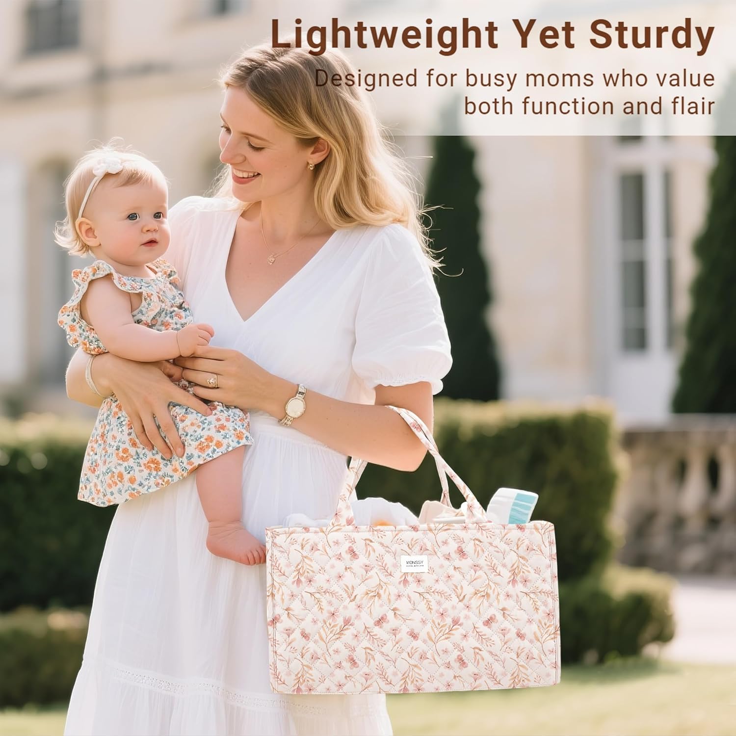 Konssy Baby Diaper Caddy Organizer Tote Bag