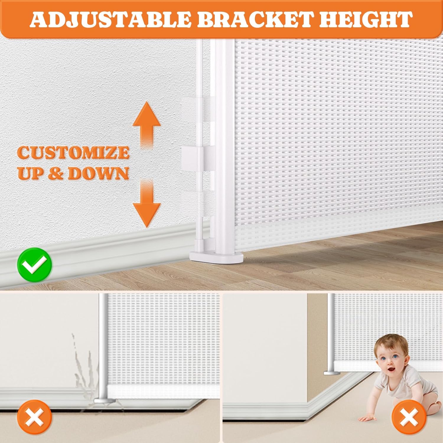 Pawtners Retractable Baby Gate with Cat Door - Extra Wide 71
