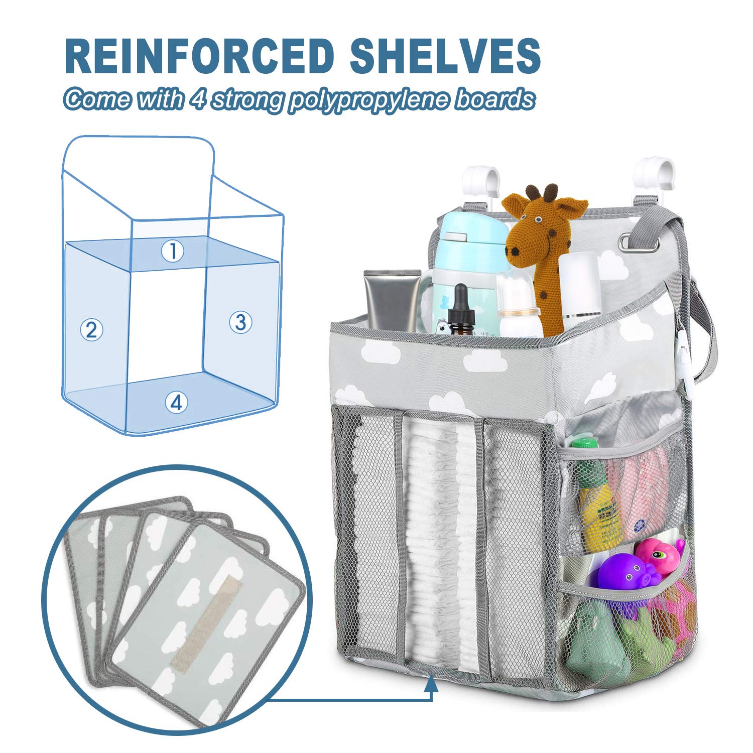 Hanging Diaper Caddy Organizer - Grey
