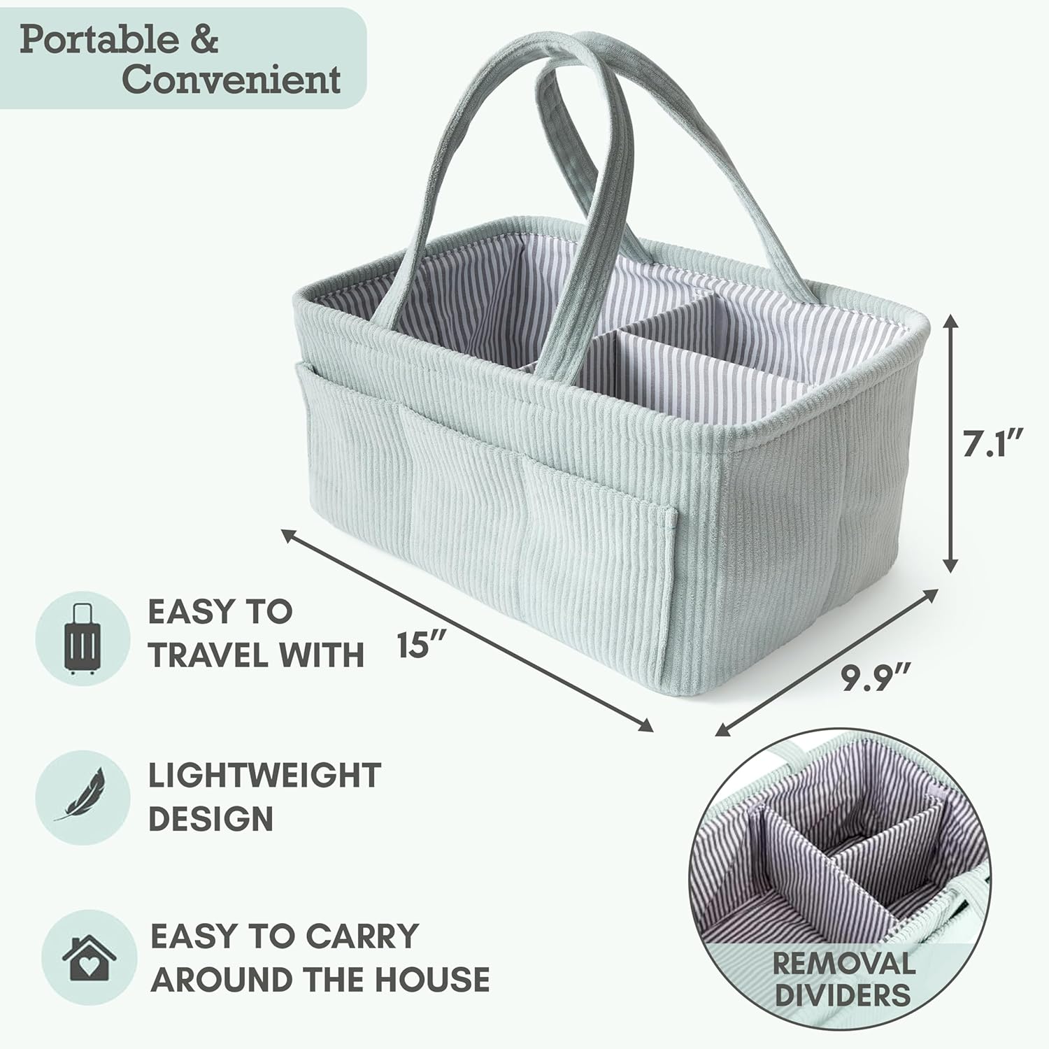 Itsy Bitsy Tot Diaper Caddy Organizer - Mint Color