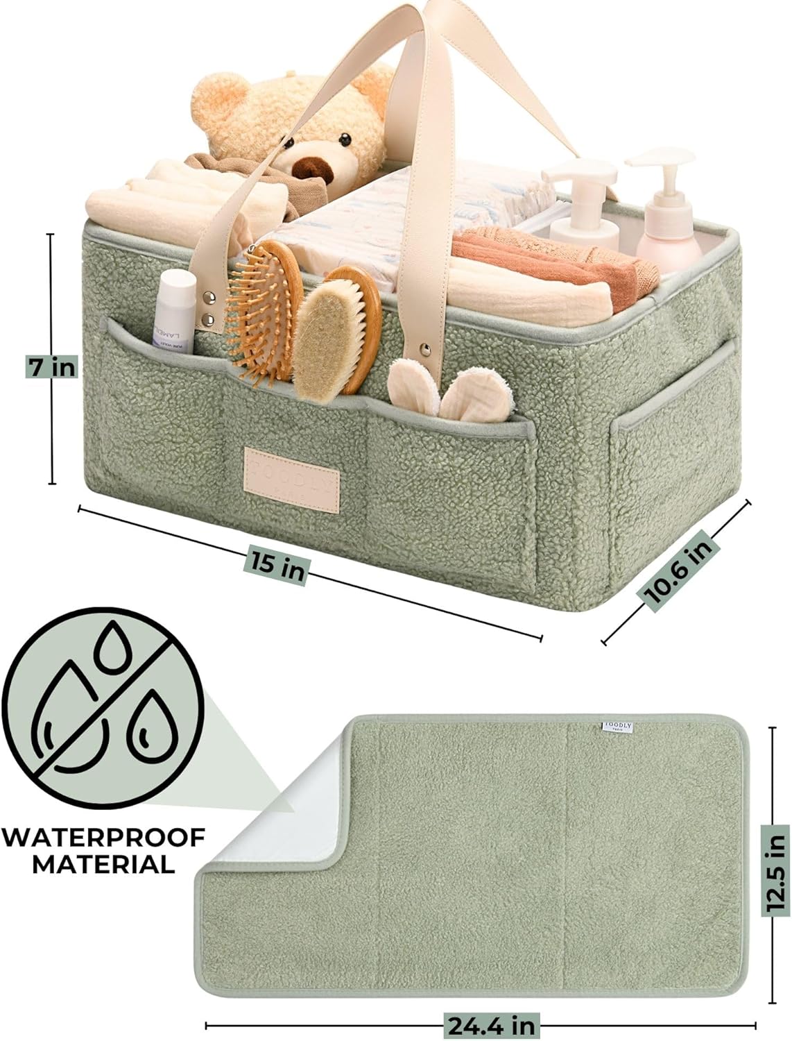 Toodly Baby Diaper Caddy Organizer with Changing Mat 1