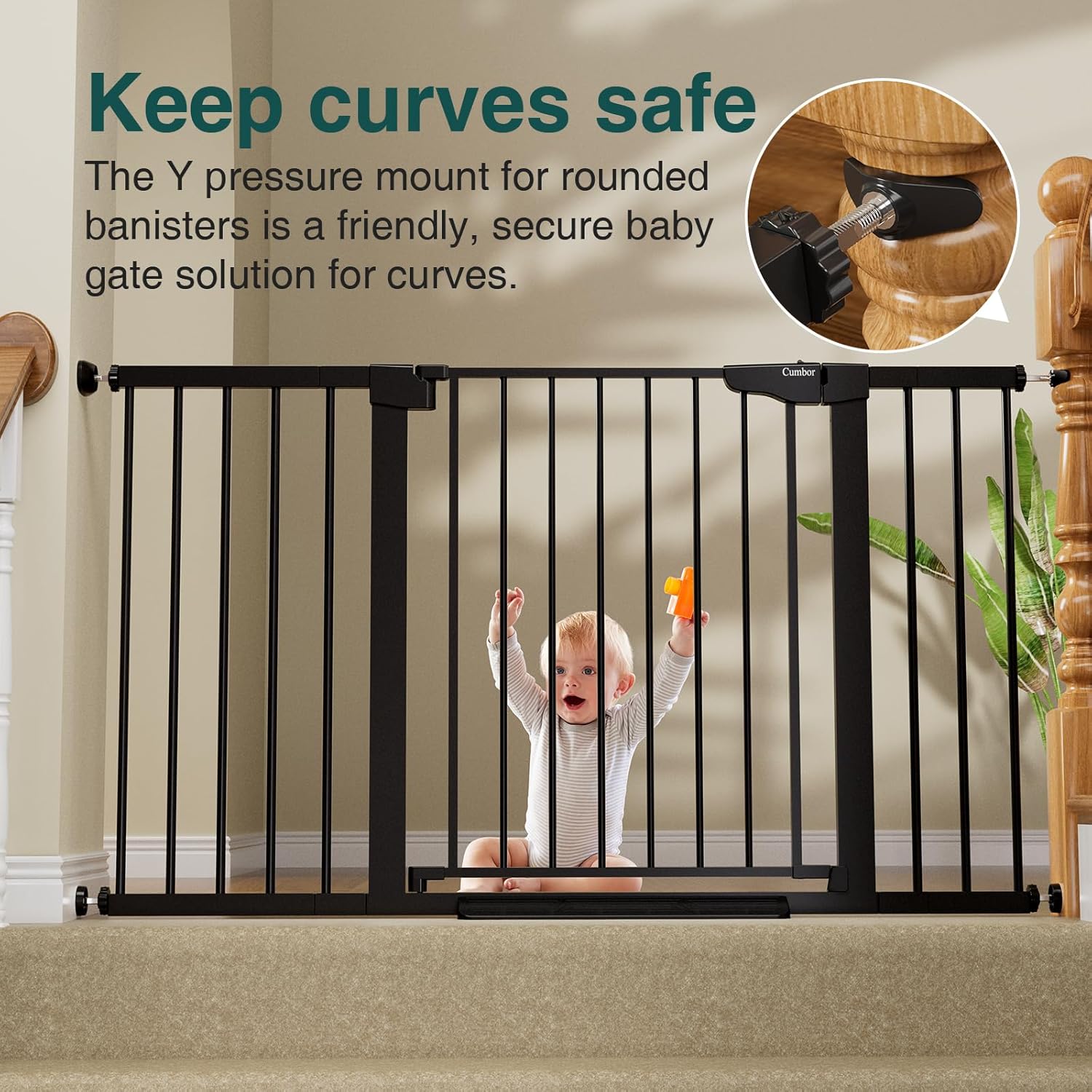 Cumbor 297-542 Wide Safety Gate for Stairs and Doorways