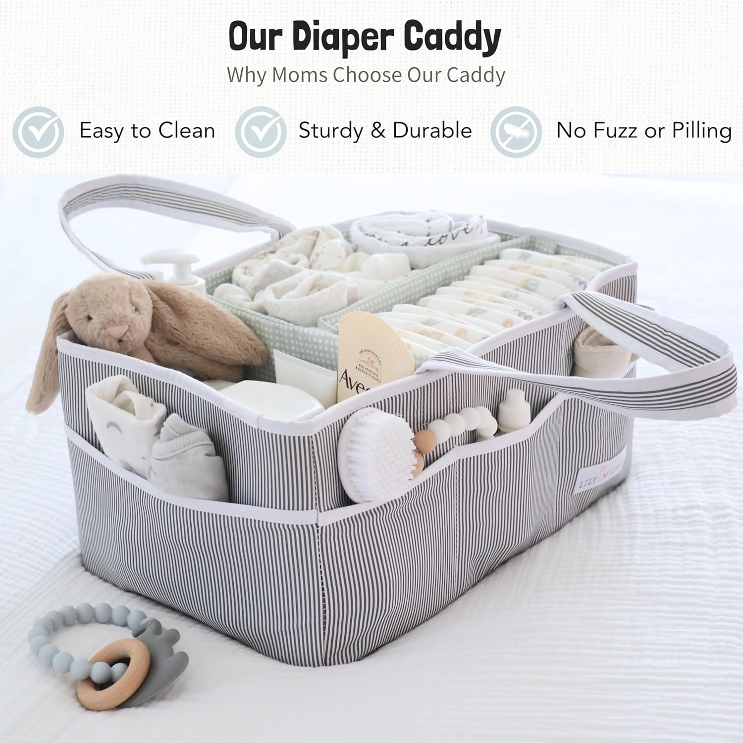 Lily Miles 2 Baby Diaper Caddy Organizers - Large Mint Blush 1