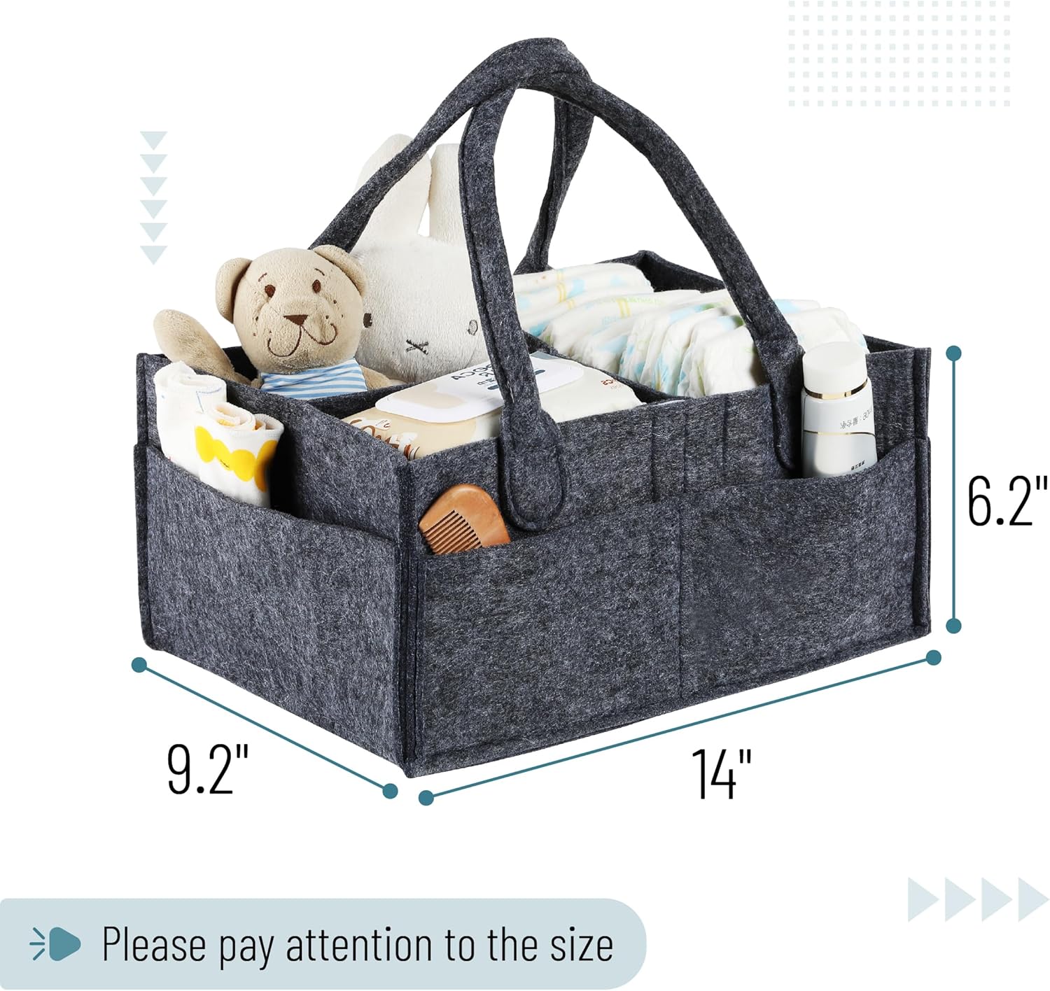Mr Pen Baby Diaper Caddy Organizer - Charcoal Gray