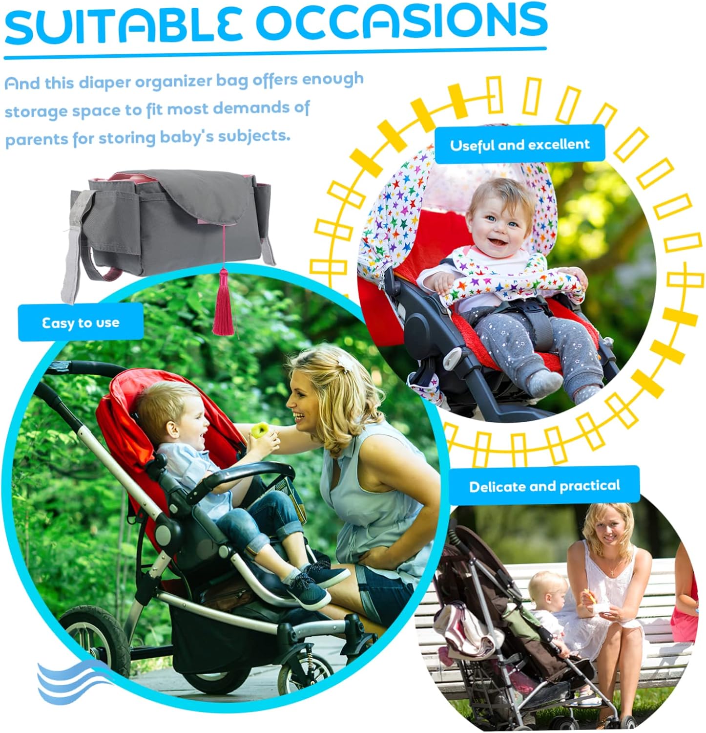 Toddmomy Portable Diaper Organizer Caddy Bag with Handle
