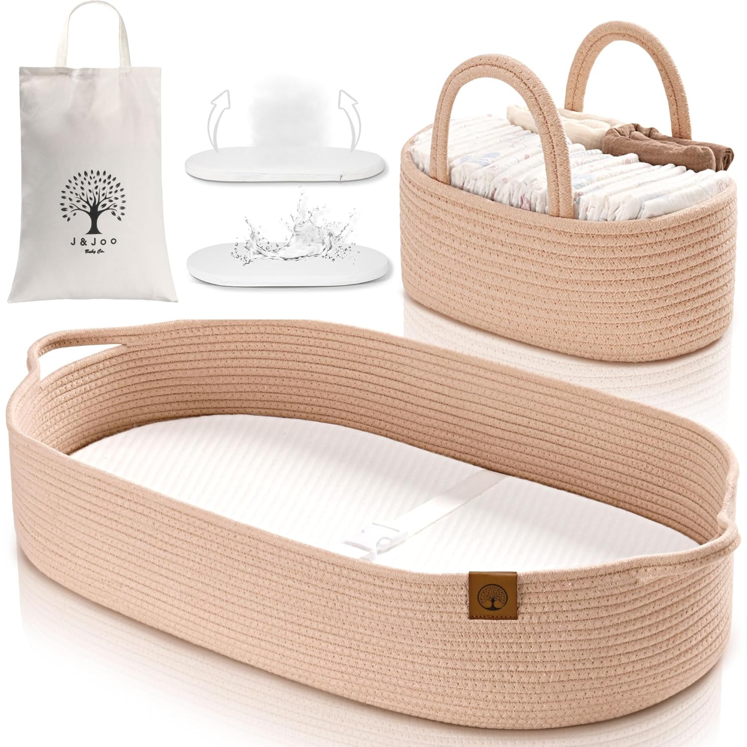 JJOO Baby Changing Basket with Diaper Caddy