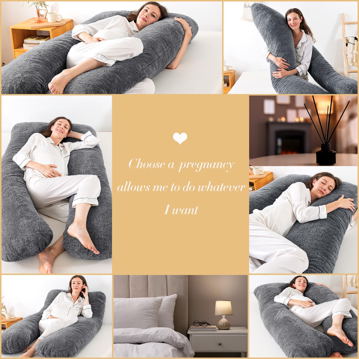 WhatsBedding U-Shaped Pregnancy Pillow for Comfort and Support