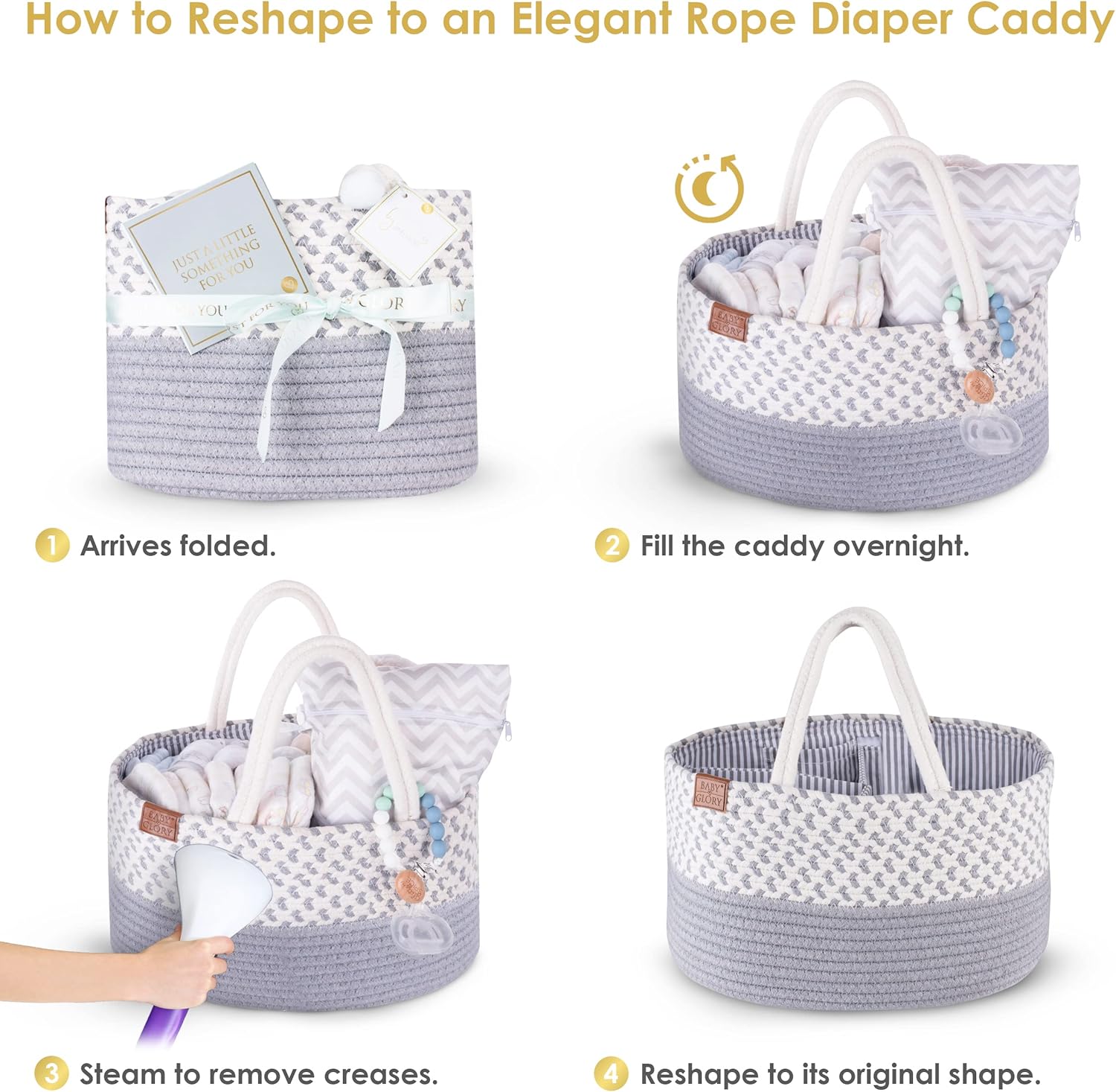 Unisex Diaper Caddy Organizer with Wet Dry Bag and Greeting Card