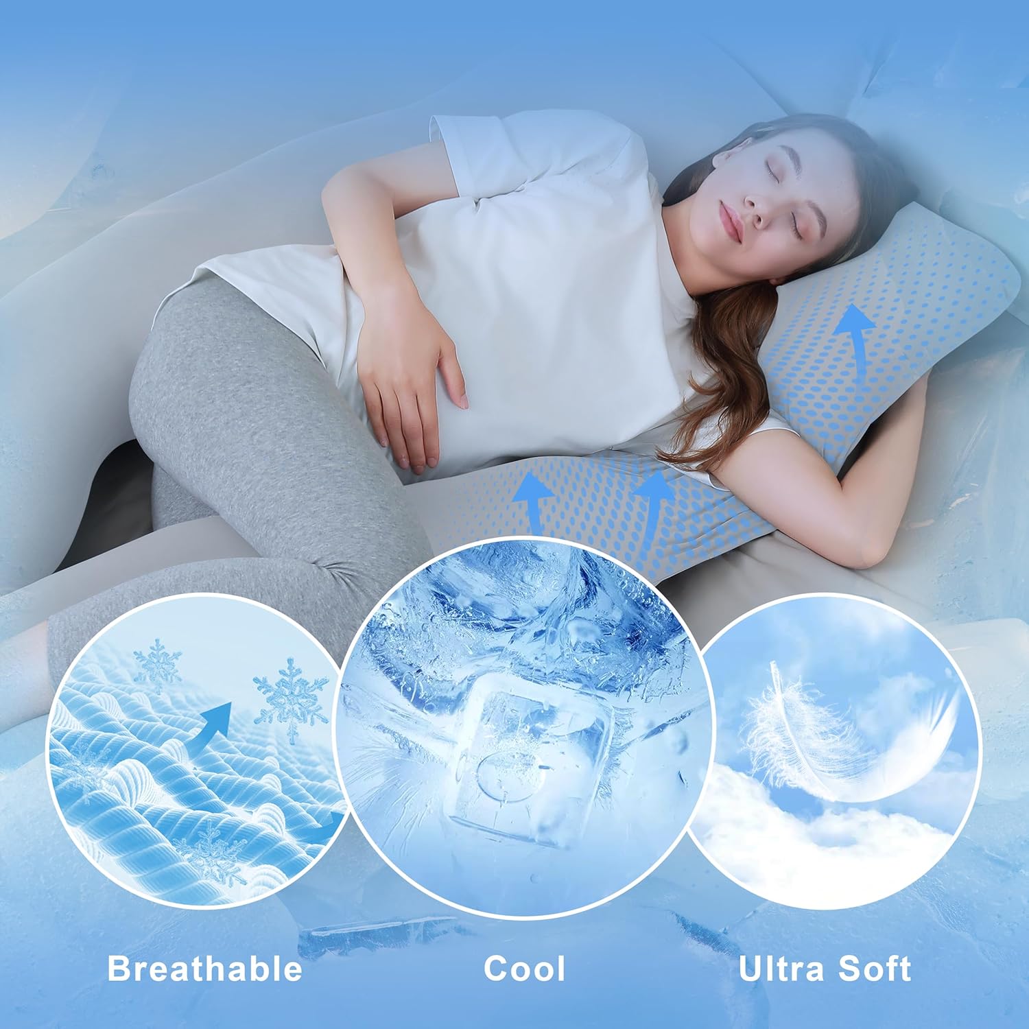 Lovely Care Pregnancy Pillow with Cooling Cover