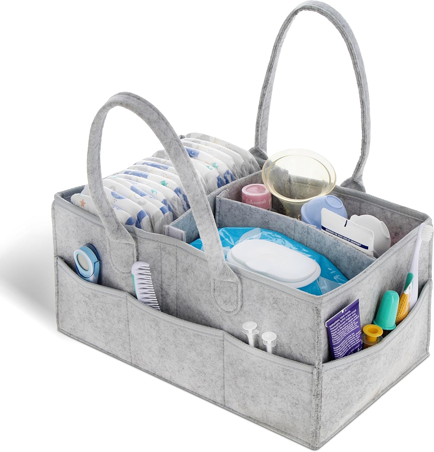 Acorn Baby Diaper Caddy Organizer - 15x9in Marble Gray Felt