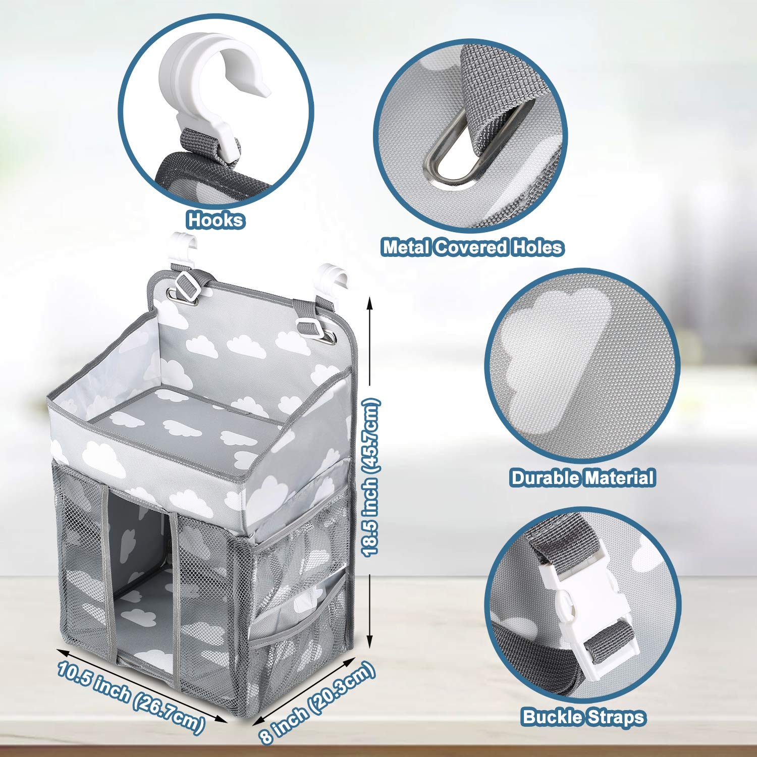Hanging Diaper Caddy Organizer - Grey