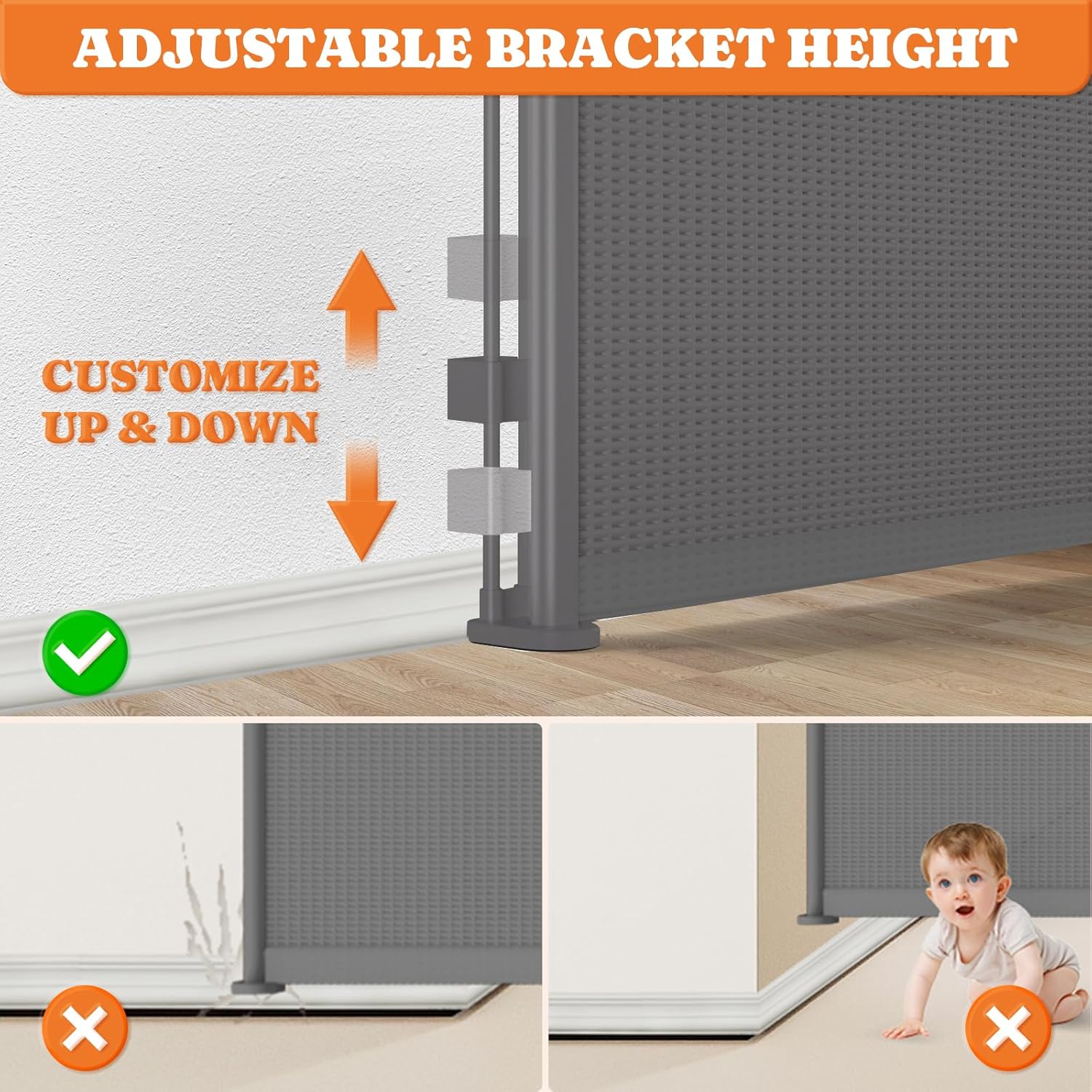 Pawtners 71 Retractable Baby Gate - Grey 1
