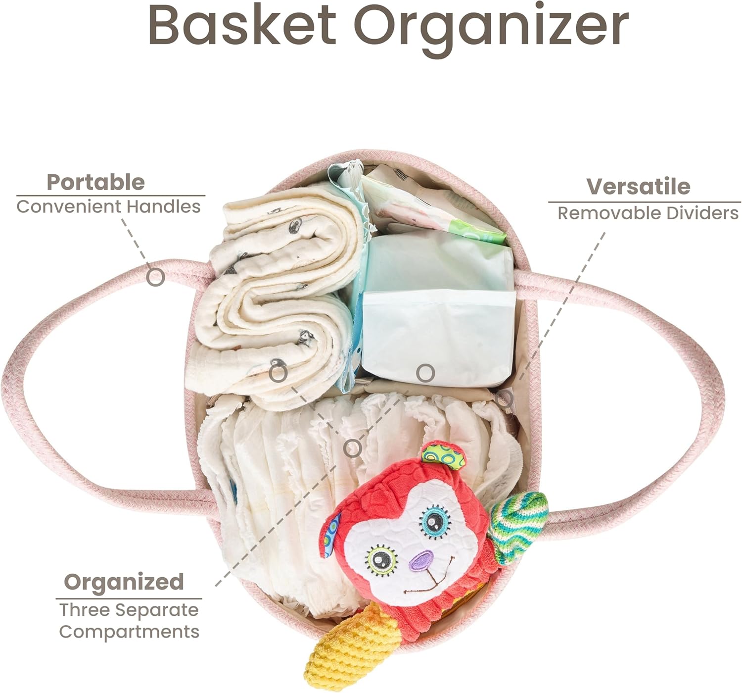 Kodomoore Diaper Caddy Organizer - Pink