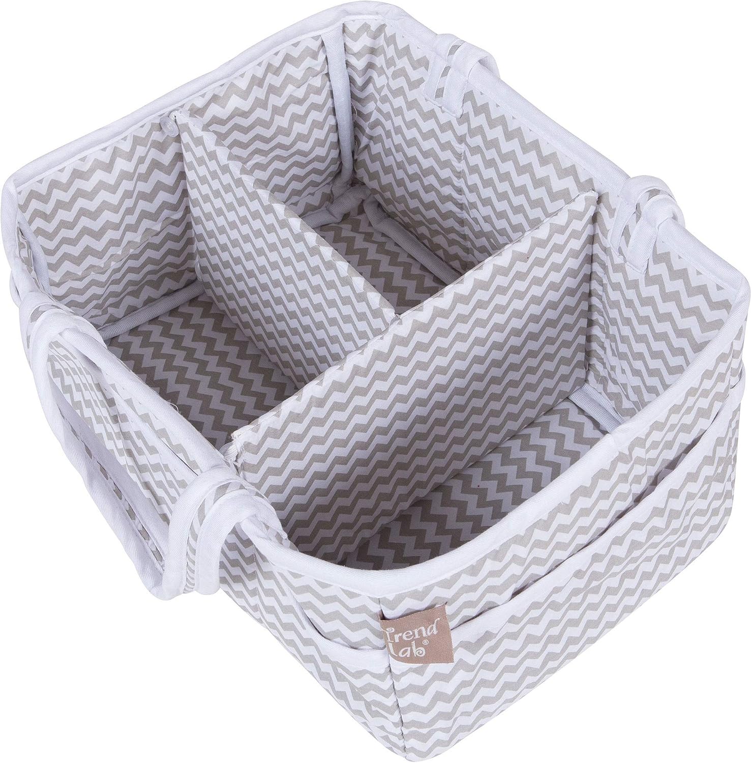 Dove Gray Chevron Storage Caddy Organizer - 12x6x8 inches