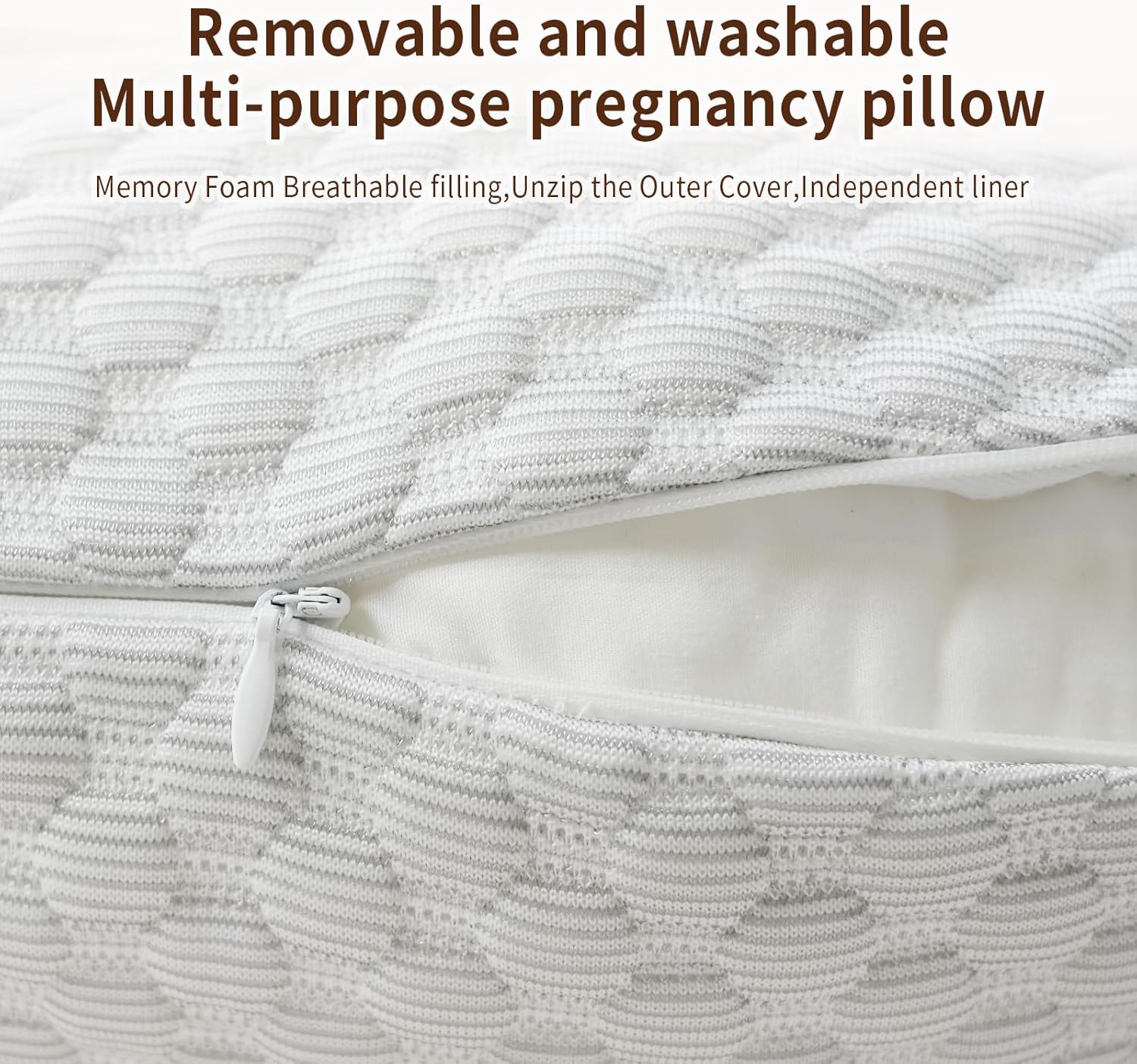 Cococu Cooling Pregnancy Pillow with Adjustable Wedge Support - Grey