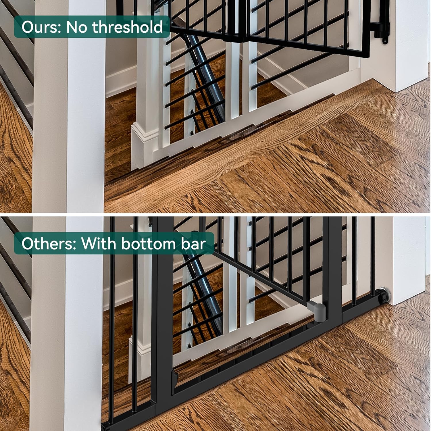 Babelio 297-465 Baby Pet Gate No Bottom Bar Black