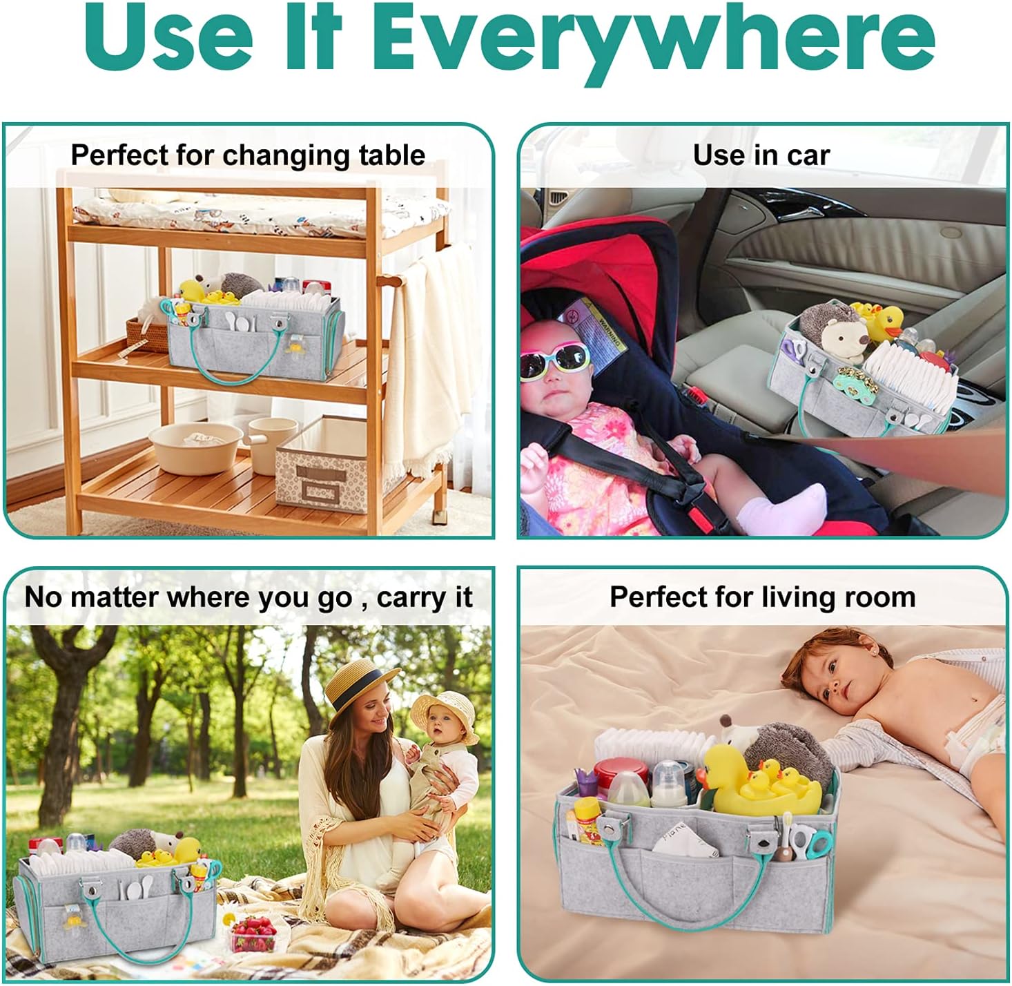Eco-Friendly Baby Diaper Caddy Organizer Tote Bag