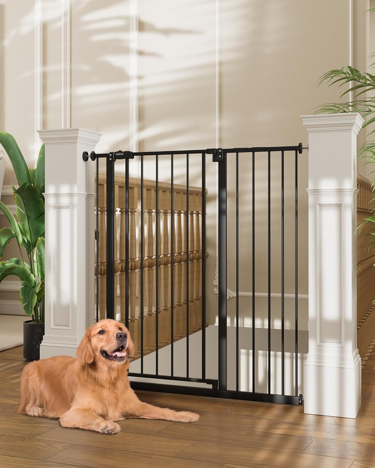 InnoTruth 36 Baby Gate for Stairs and Doorways Dual Lock Black