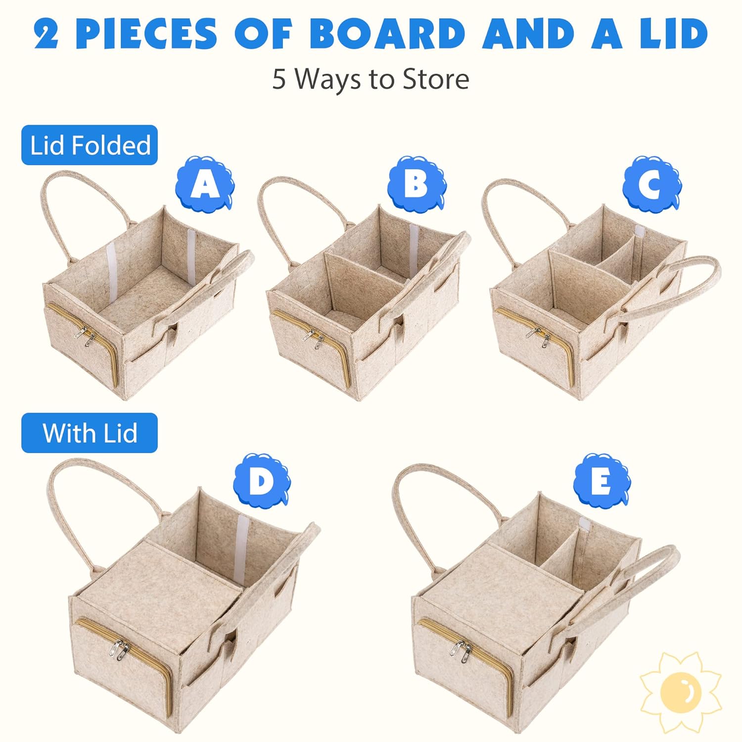 Maliton Baby Diaper Caddy Organizer with Handles and Lid