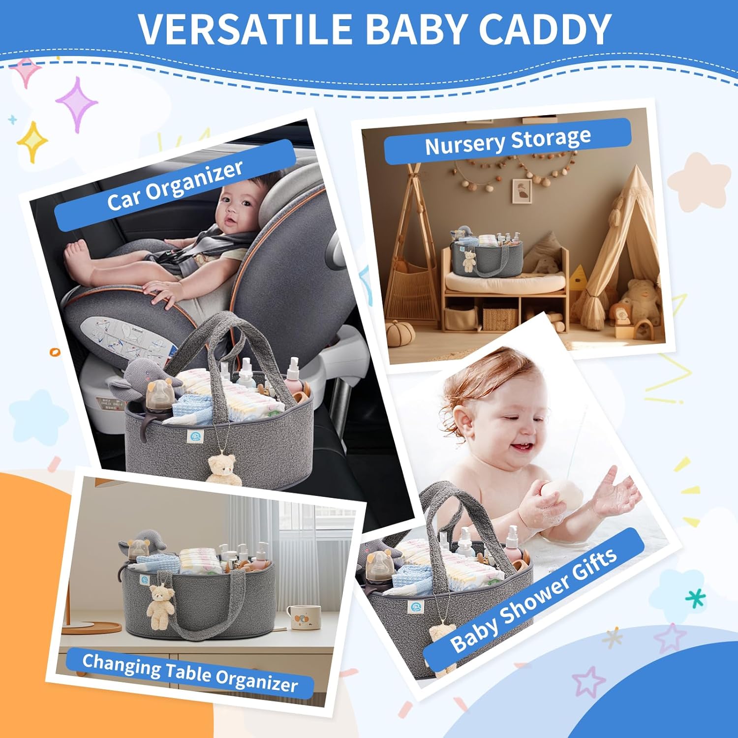 CCYLTL Plush Diaper Caddy Organizer - X Large