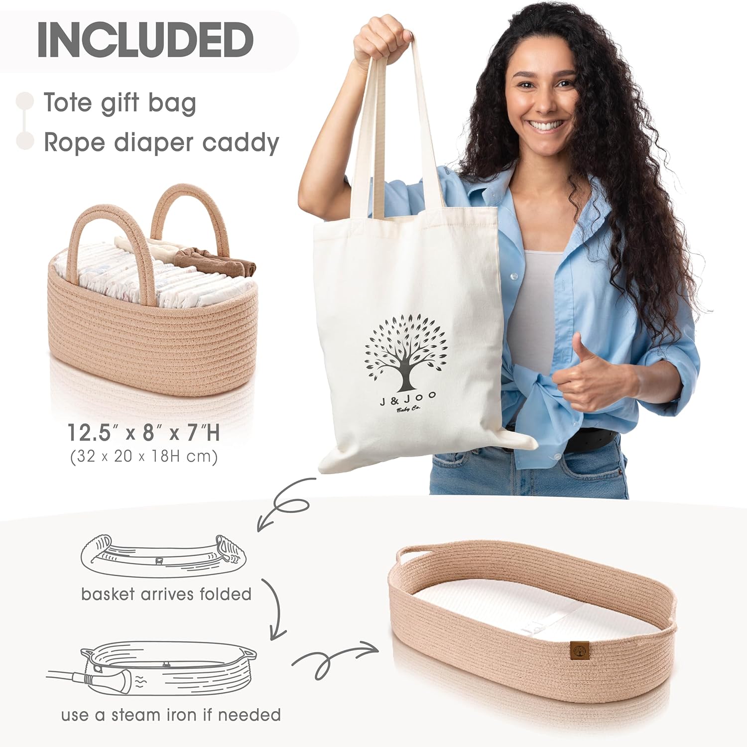 JJOO Baby Changing Basket with Diaper Caddy