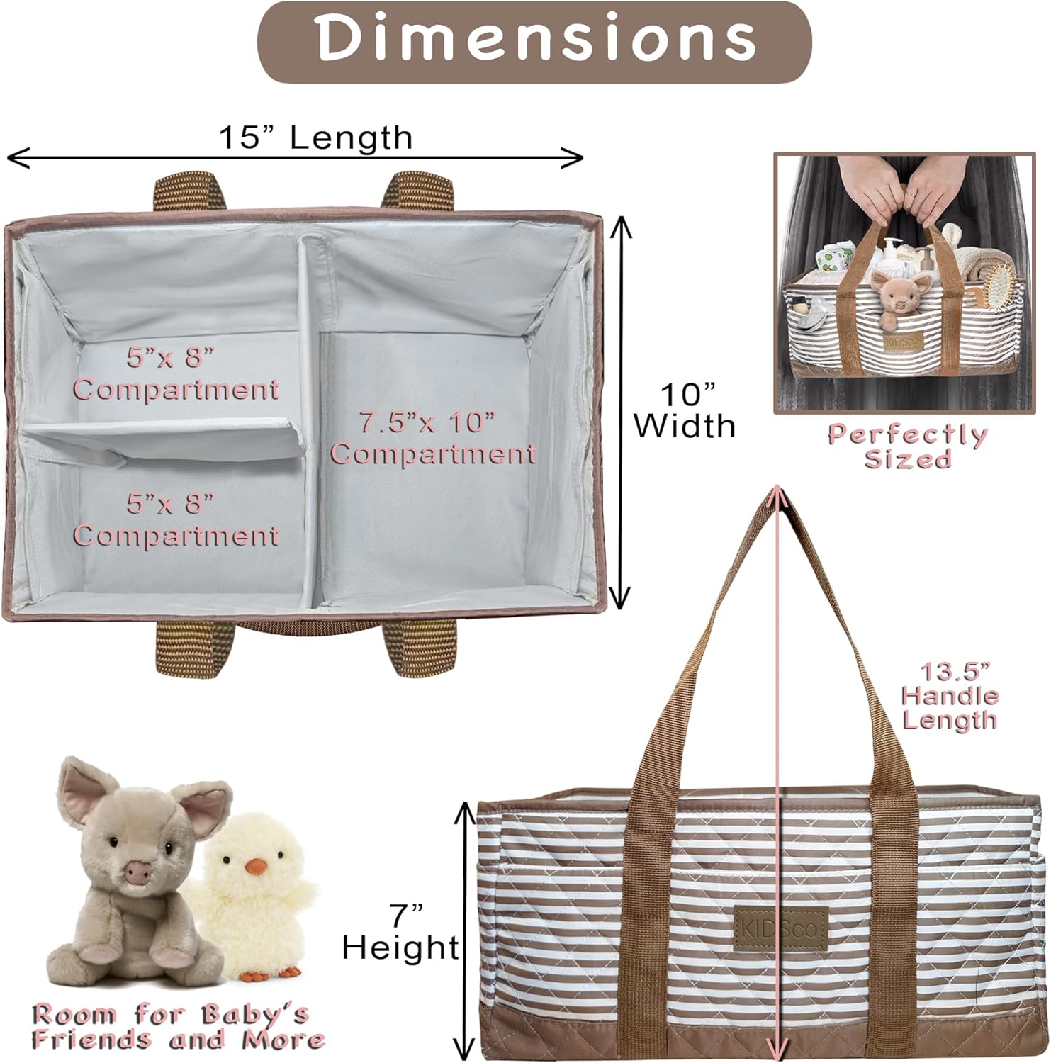 KIDSco Baby Diaper Caddy - Portable Nursery Organizer