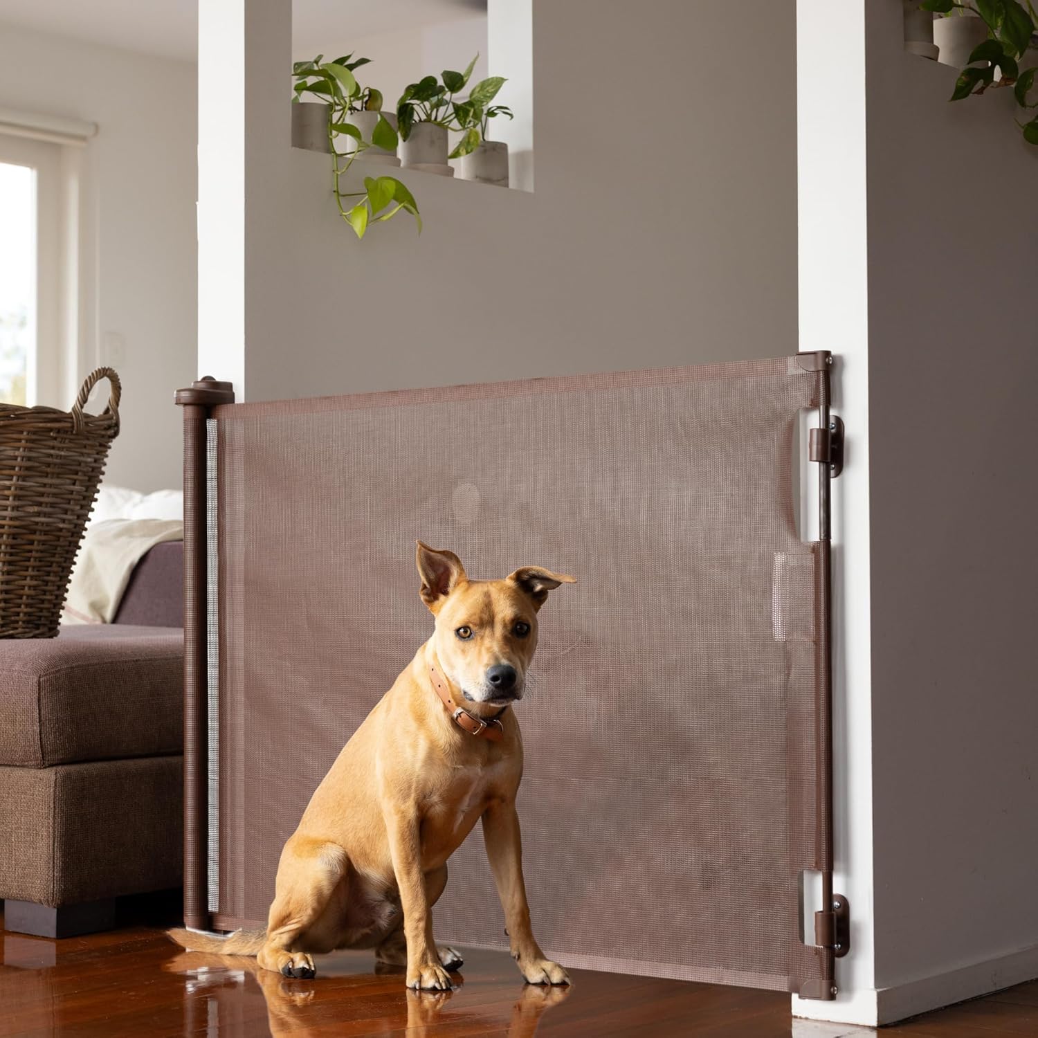 Perma Child Safety Retractable Baby Gate 33 x 71 Brown 1
