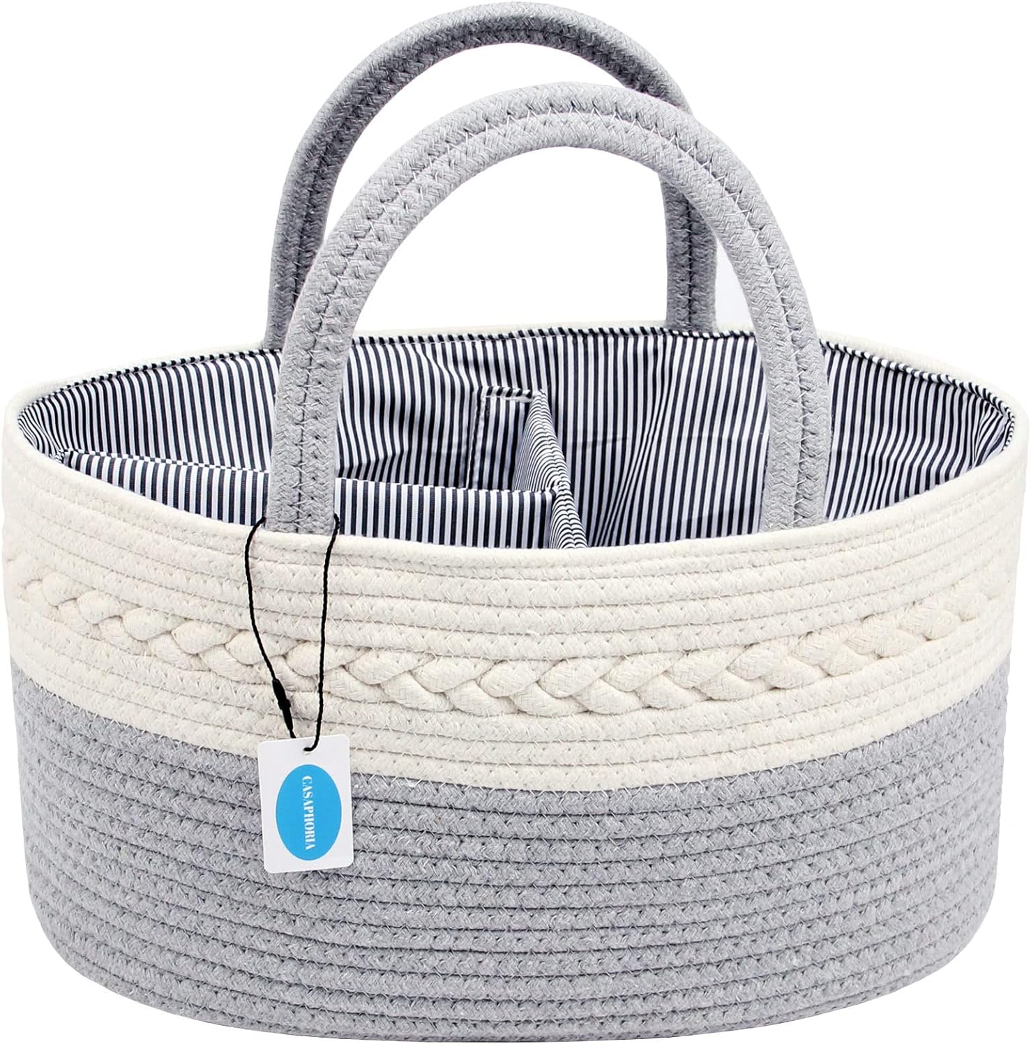 Casaphoria Caddy Organizer - Cream Gray 145 Inch Cotton Basket