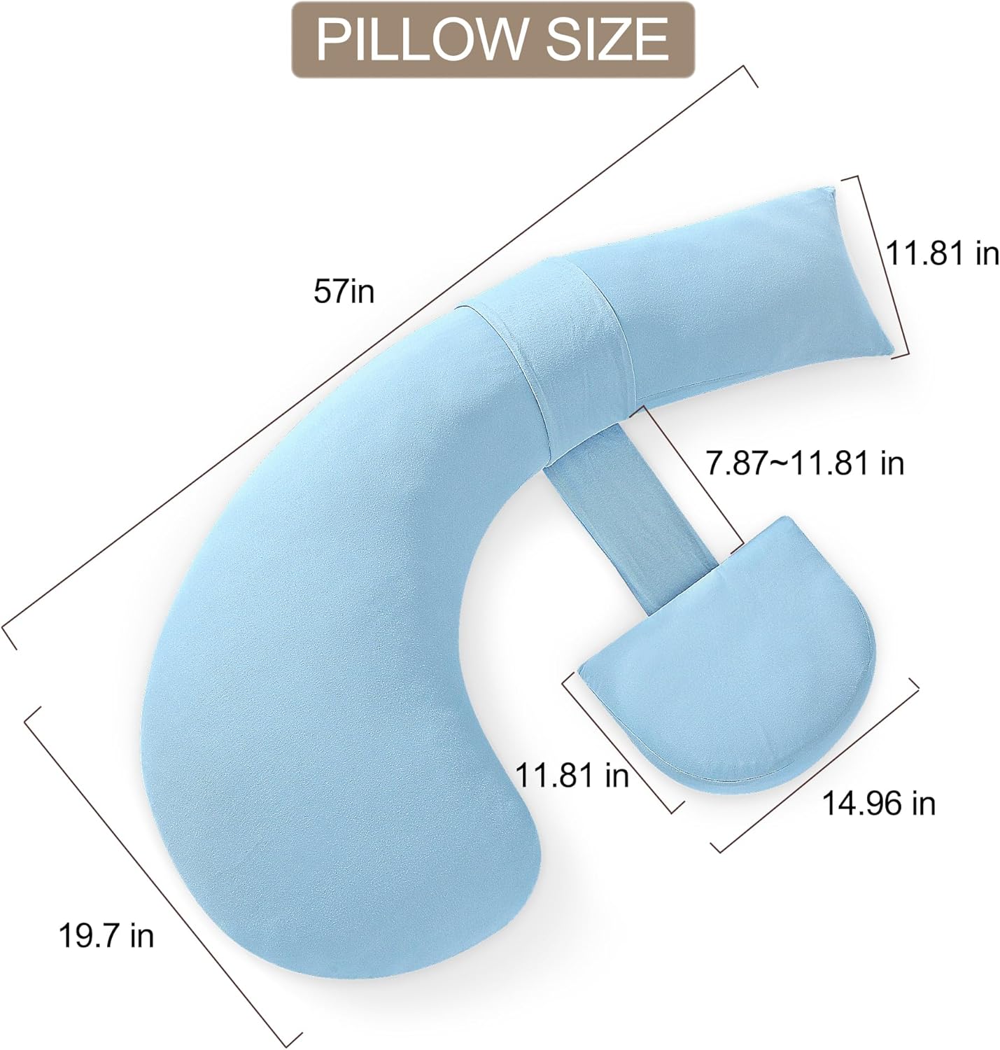 57 Inch J-Shaped Maternity Pillow with Removable Cover 1