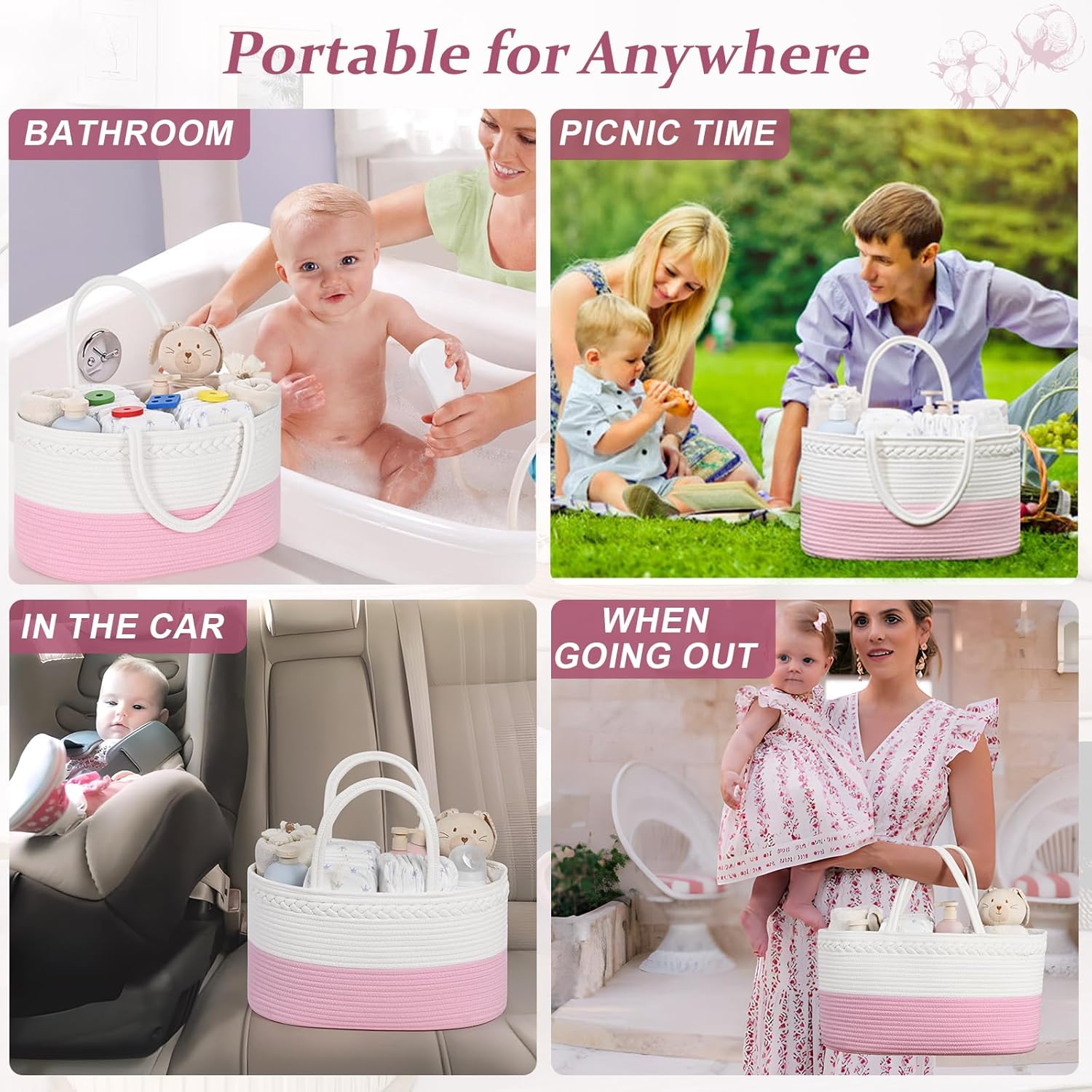 Baby Diaper Caddy Organizer with Removable Divider