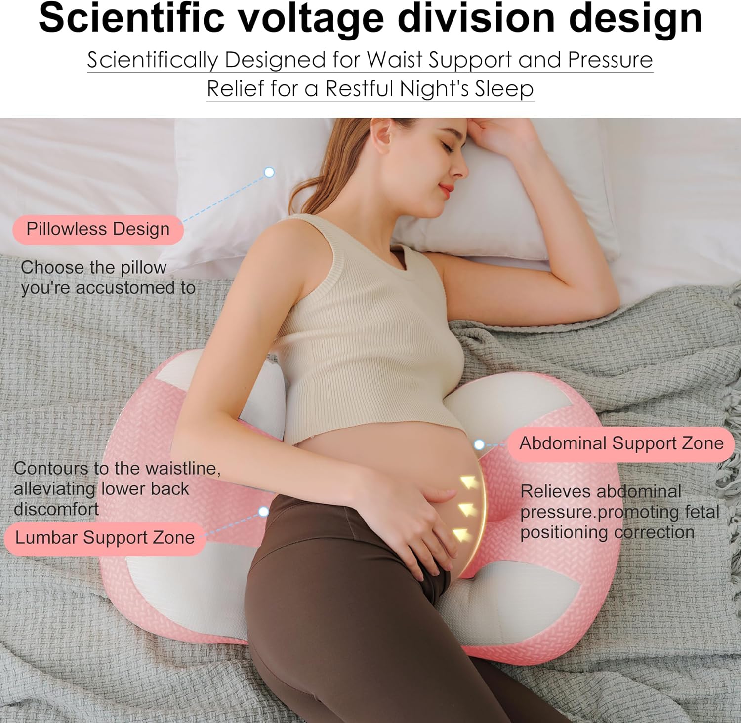 Cooling Pregnancy Pillow with Ice Silk and Breathable Design