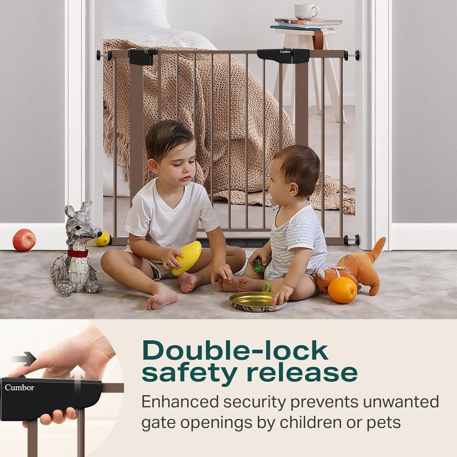 Cumbor 297-406 Durable Stair Safety Gate for Kids and Pets