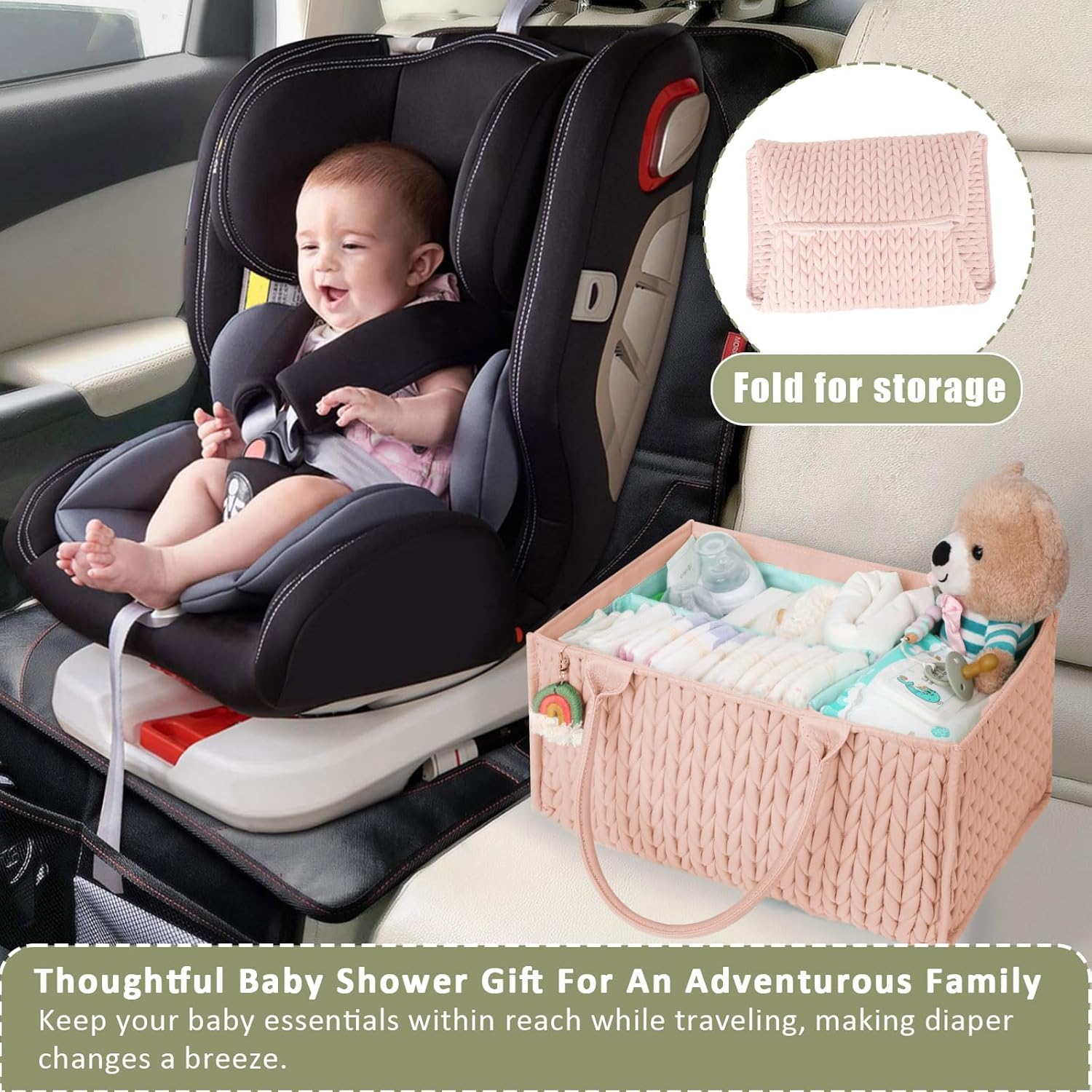 MOMINSIDE Baby Diaper Caddy Organizer with Dividers