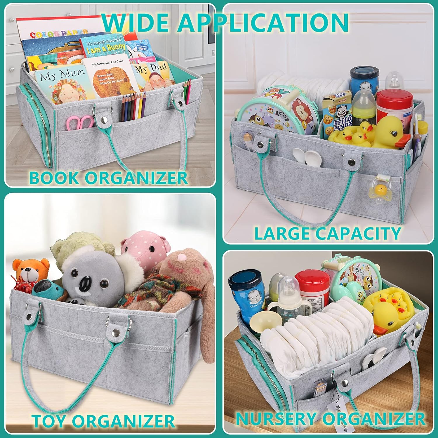 Eco-Friendly Baby Diaper Caddy Organizer Tote Bag
