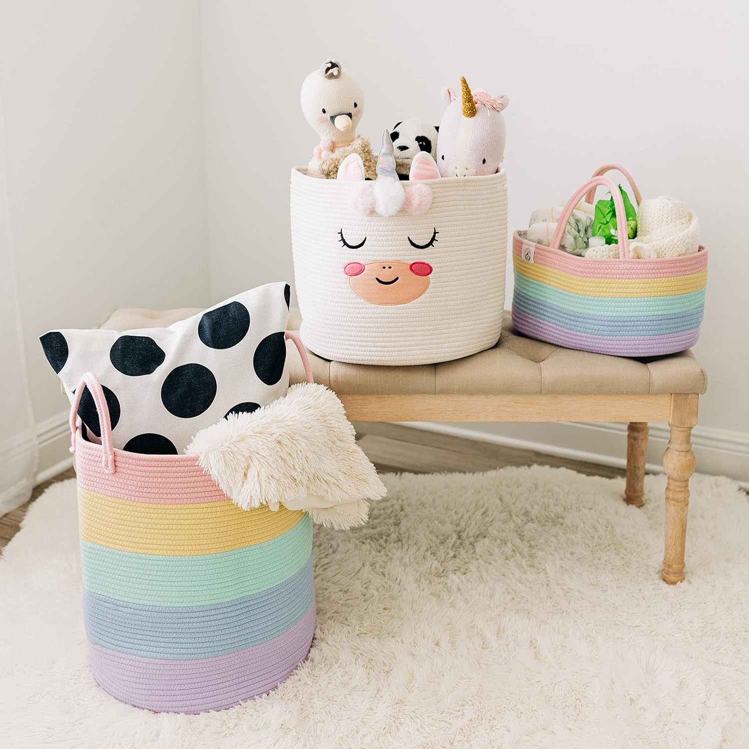 OrganiHaus Rainbow Diaper Caddy Basket Organizer 1