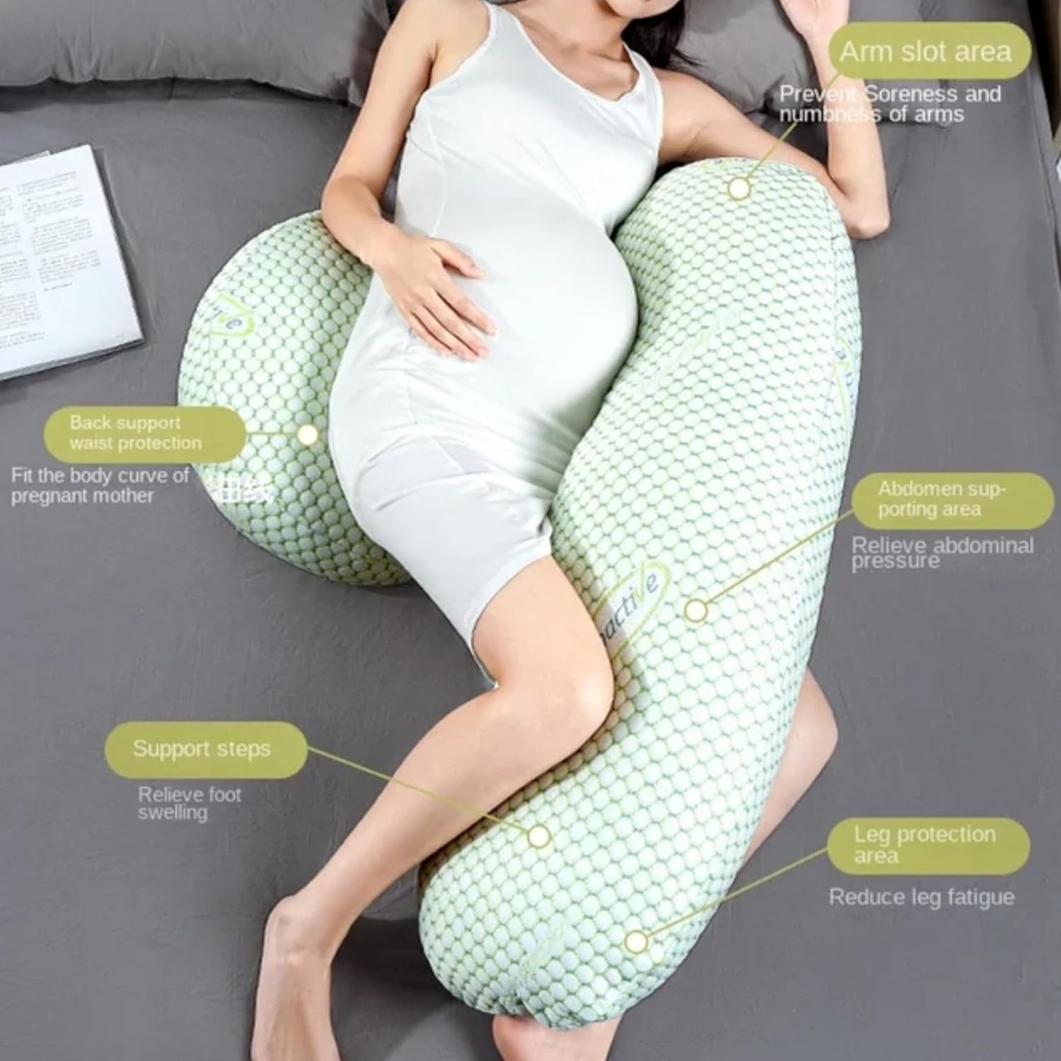 TemBe Maternity Pillow for Belly and Back Support