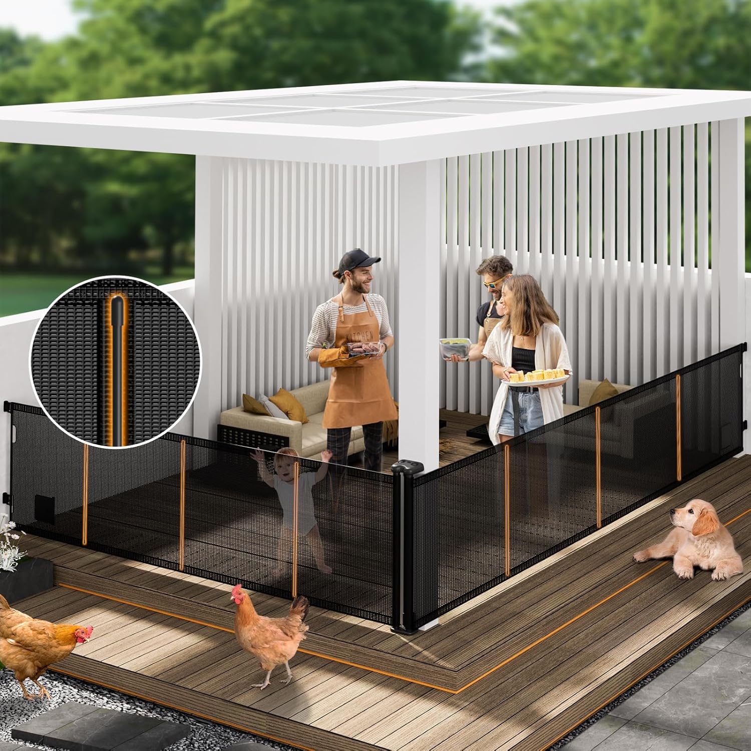 Pawtners 2-in-1 Retractable Baby Gates - Black